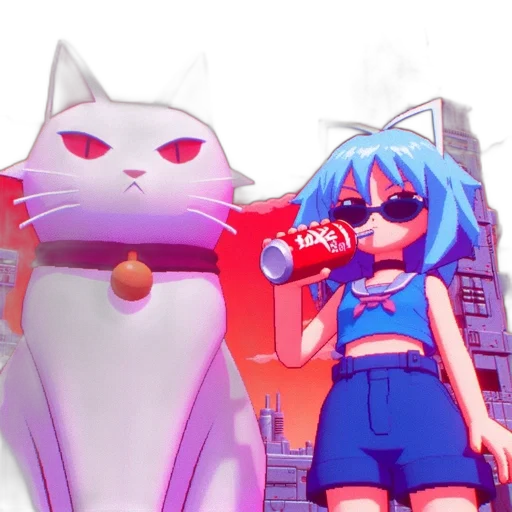 bottle, robot, animal, weapon, vaporwave, concept art, anime, pixel art transparent PNG cut-out