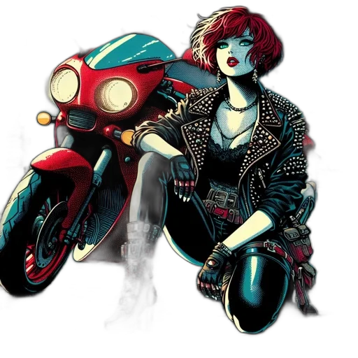 jacket, comic book art, concept art, cyberpunk, cartoon, neon lights, red, blue transparent PNG cut-out