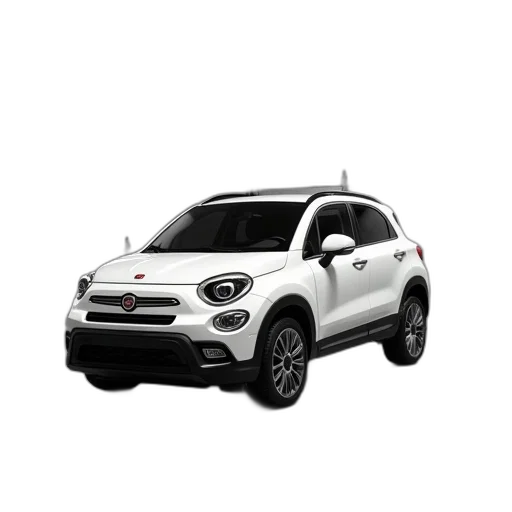 car, 3d render, white, fiat, suv, parked, garage transparent PNG cut-out