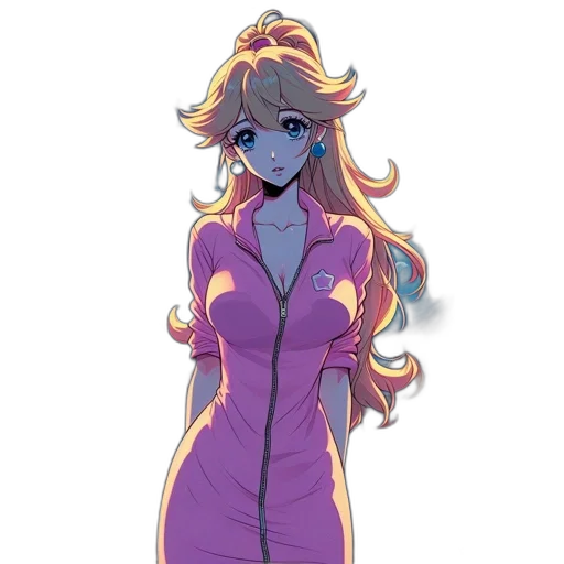 dress, staff, crown, jacket, concept art, anime, pixel art, vaporwave transparent PNG cut-out