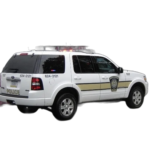 car, staff, white, police, suv, parked, street, front transparent PNG cut-out