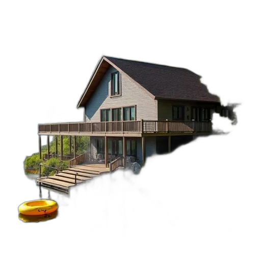 building, 3d render, concept art, photorealistic, large, house, brown, roof transparent PNG cut-out