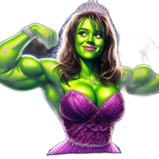 comic book art, concept art, fantasy art, photorealistic, female, figure, resembling, hulk transparent PNG cut-out