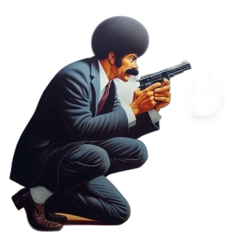 weapon, jacket, concept art, comic book art, pixel art, cartoon, vintage, movie transparent PNG cut-out