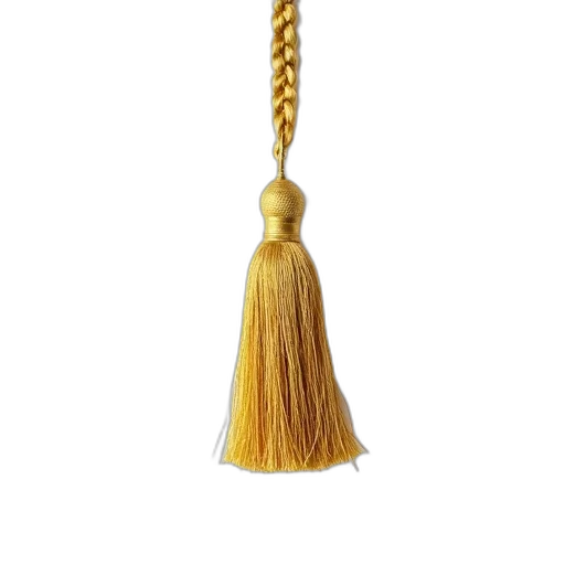 hair, staff, jewelry, weapon, 3d render, golden, tassel, textured transparent PNG cut-out