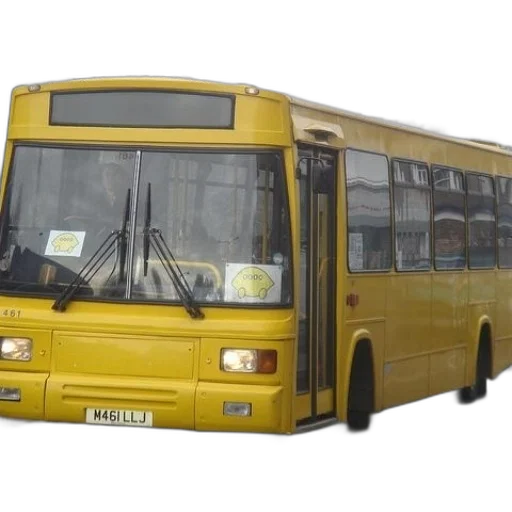 staff, car, 3d render, photorealistic, yellow, bus, license, plate transparent PNG cut-out
