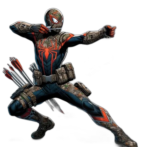 weapon, concept art, comic book art, 3d render, unique, spider-man, character, bow transparent PNG cut-out