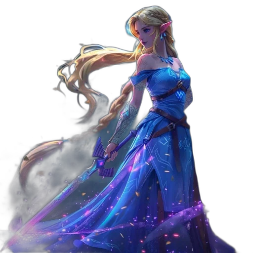 dress, staff, dragon, sword, concept art, fantasy art, pixel art, watercolor transparent PNG cut-out