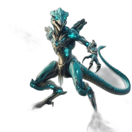 dragon, creature, staff, robot, concept art, fantasy art, 3d render, blue transparent PNG cut-out