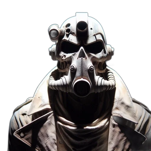 mask, robot, face, jacket, concept art, comic book art, 3d render, cyberpunk transparent PNG cut-out