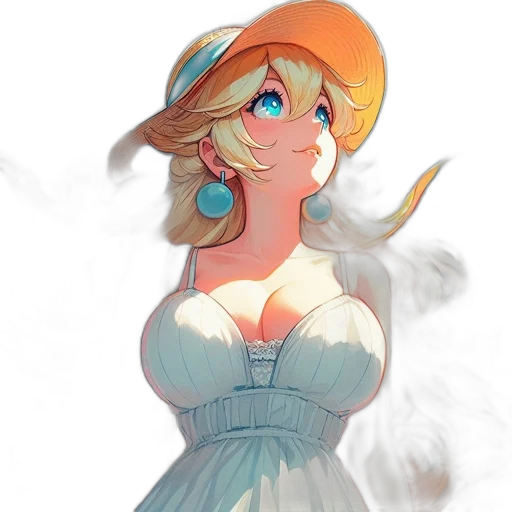 dress, hat, crown, staff, watercolor, concept art, fantasy art, anime transparent PNG cut-out