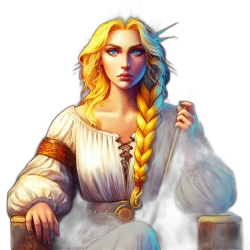 staff, jewelry, sword, dress, fantasy art, pixel art, concept art, comic book art transparent PNG cut-out
