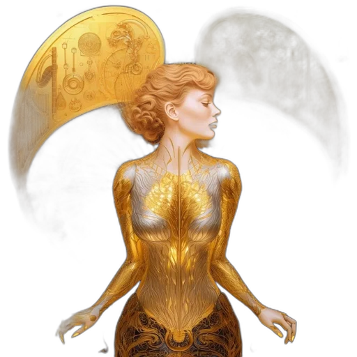 dress, concept art, fantasy art, comic book art, pixel art, outer space, golden, earth tones transparent PNG cut-out
