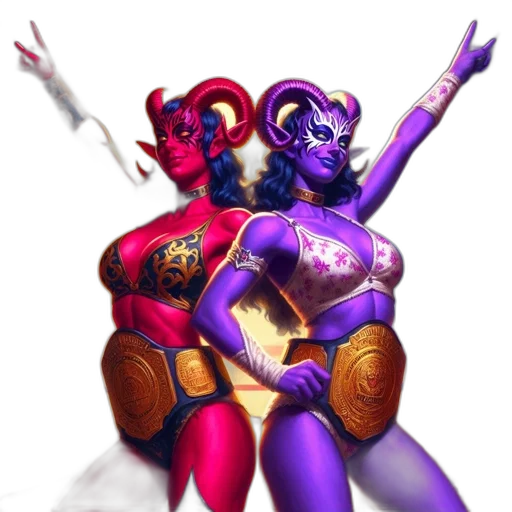 concept art, fantasy art, pixel art, 3d render, two, female, wrestlers, clad transparent PNG cut-out