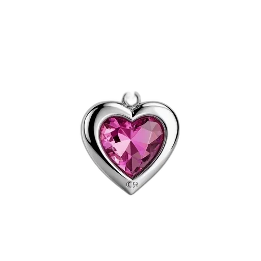 jewelry, crown, 3d render, photorealistic, silver, heart-shaped, pendant, pink transparent PNG cut-out