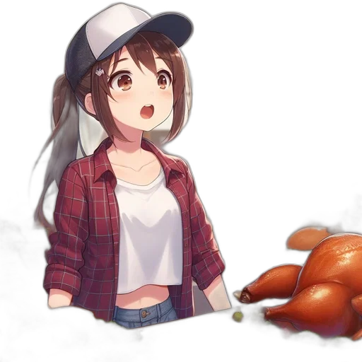 food, hat, creature, animal, concept art, anime, pixel art, fantasy art transparent PNG cut-out