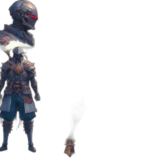 mask, sword, weapon, dragon, concept art, fantasy art, pixel art, dark transparent PNG cut-out
