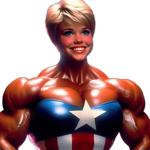 comic book art, photorealistic, concept art, 3d render, muscular, woman, blonde, hair transparent PNG cut-out