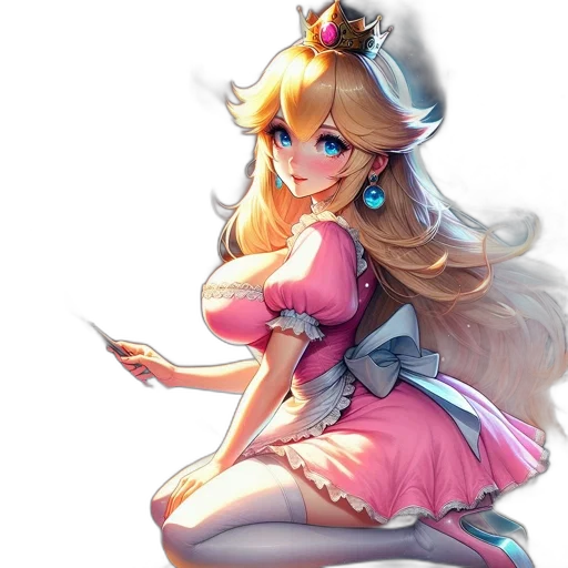 dress, crown, staff, weapon, concept art, anime, fantasy art, pixel art transparent PNG cut-out