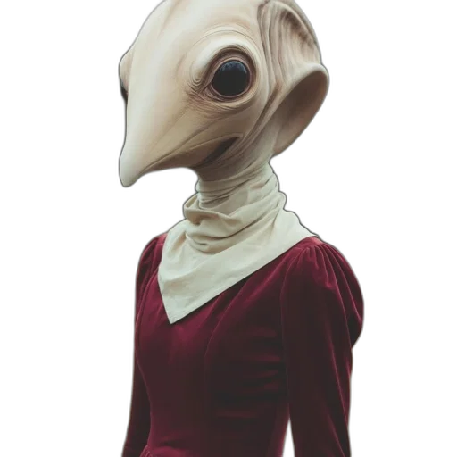mask, dress, staff, creature, concept art, 3d render, fantasy art, photorealistic transparent PNG cut-out