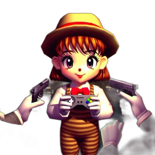 weapon, staff, robot, hat, pixel art, concept art, 3d render, anime transparent PNG cut-out