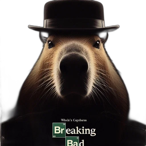 hat, animal, creature, bottle, photorealistic, concept art, illustration, capybara transparent PNG cut-out