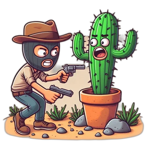 weapon, pixel art, concept art, comic book art, cartoon, desert, landscape, cowboy transparent PNG cut-out