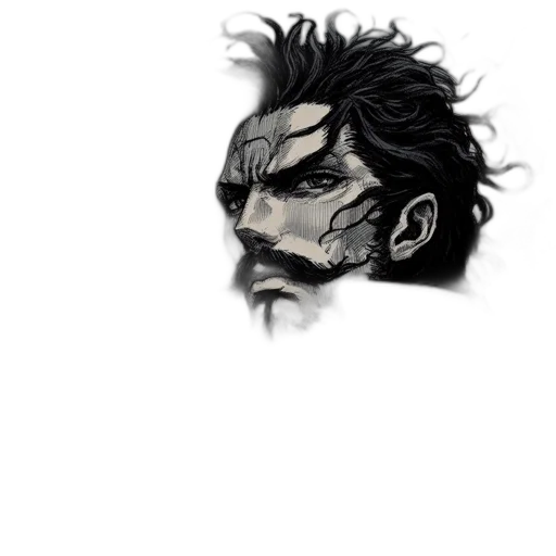 mask, face, creature, staff, concept art, comic book art, fantasy art, cyberpunk transparent PNG cut-out