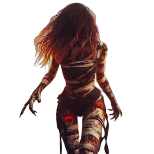 dress, concept art, fantasy art, pixel art, comic book art, red, eerie, portrait transparent PNG cut-out