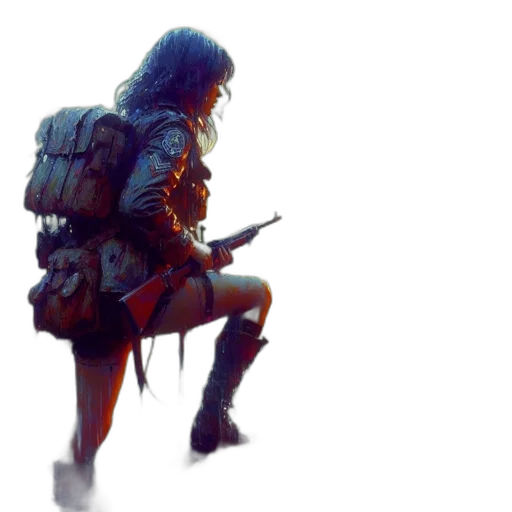 weapon, jacket, sword, dress, concept art, 3d render, pixel art, fantasy art transparent PNG cut-out