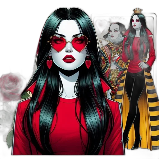 comic book art, concept art, fantasy art, cartoon, red, artistic, rendition, woman transparent PNG cut-out