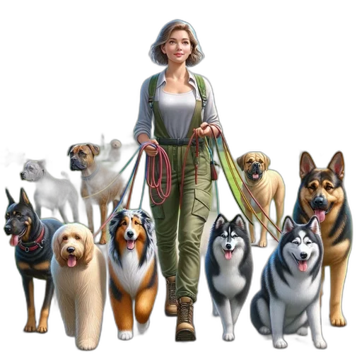 staff, animal, concept art, photorealistic, cartoon, 3d render, woman, walks transparent PNG cut-out