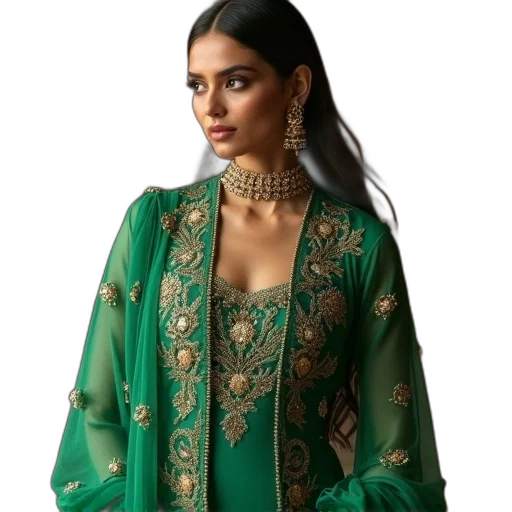 jewelry, jacket, dress, green transparent PNG cut-out