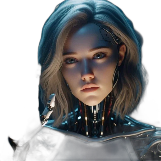 robot, face, concept art, cyberpunk, fantasy art, comic book art, blue, futuristic transparent PNG cut-out