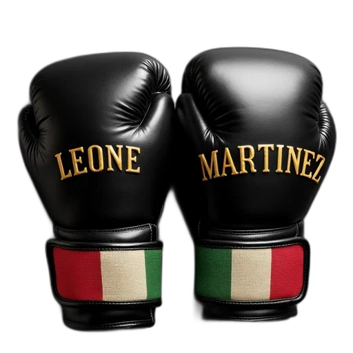pair, black, boxing, gloves, gold, accents, italian, flag transparent PNG cut-out