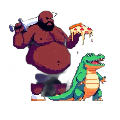 food, dragon, creature, animal, pixel art, concept art, fantasy art, vaporwave transparent PNG cut-out