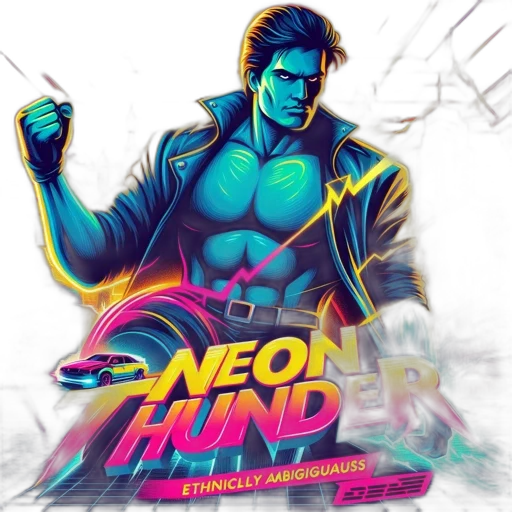 comic book art, concept art, cyberpunk, vaporwave, neon lights, neon, powerful, blue-skinned transparent PNG cut-out