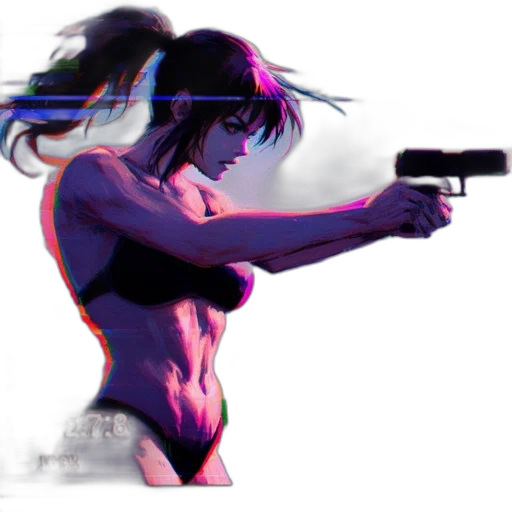 weapon, cyberpunk, anime, concept art, vaporwave, neon lights, blue, neon transparent PNG cut-out