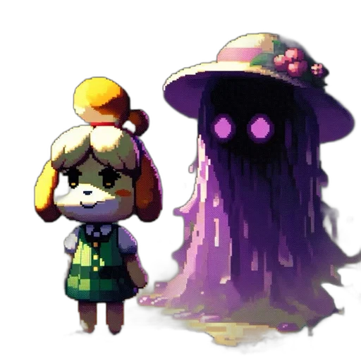 hat, creature, staff, mask, concept art, pixel art, watercolor, fantasy art transparent PNG cut-out