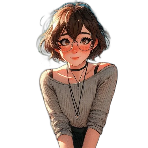 dress, face, jewelry, hair, watercolor, anime, cartoon, concept art transparent PNG cut-out