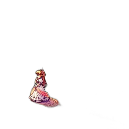 dress, weapon, creature, shoes, pixel art, concept art, anime, 3d render transparent PNG cut-out