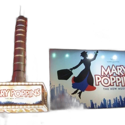 concept art, large, billboard, musical, mary, poppins, displayed, side transparent PNG cut-out