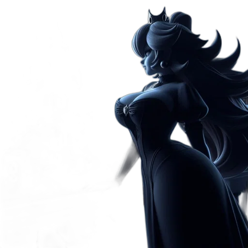 dress, crown, concept art, comic book art, fantasy art, anime, dark, blue transparent PNG cut-out