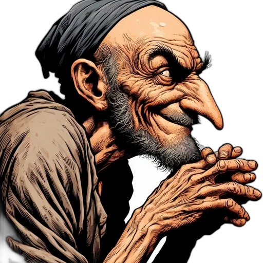face, mask, comic book art, concept art, cartoon, photorealistic, elderly, man transparent PNG cut-out