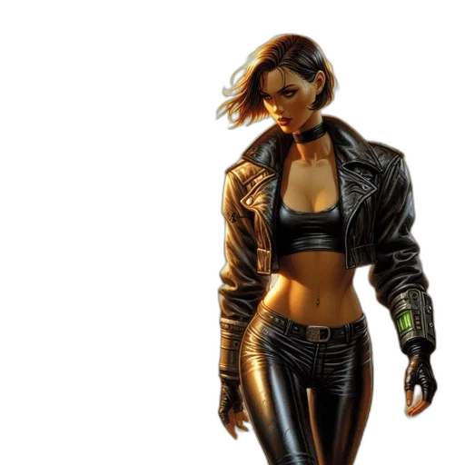jacket, concept art, cyberpunk, comic book art transparent PNG cut-out