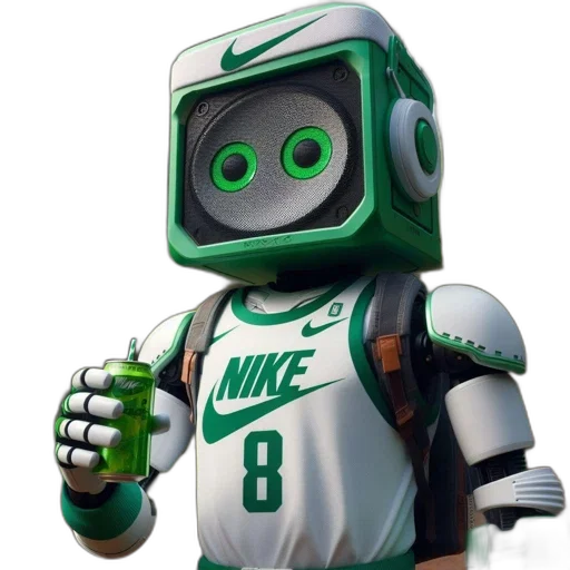 robot, mask, 3d render, concept art, pixel art, green, robotic, figure transparent PNG cut-out