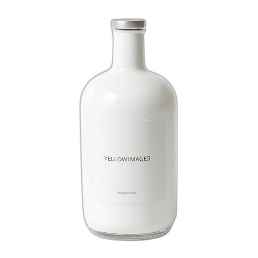bottle, white, glass, plain, label, reads, yellowimages, stylized transparent PNG cut-out