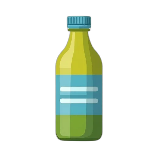 bottle, food, pixel art, 3d render, green, blue, pastel, colorful transparent PNG cut-out