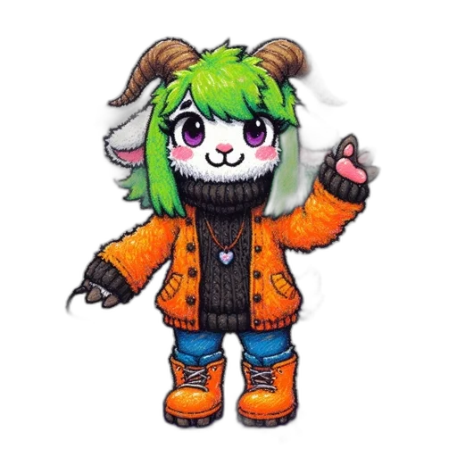 jacket, staff, animal, weapon, pixel art, concept art, cartoon, 3d render transparent PNG cut-out