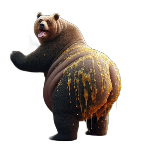 animal, creature, food, concept art, 3d render, photorealistic, bear, covered transparent PNG cut-out